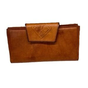 Vintage  Brown Leather Embossed Amity Wallet Coin Purse